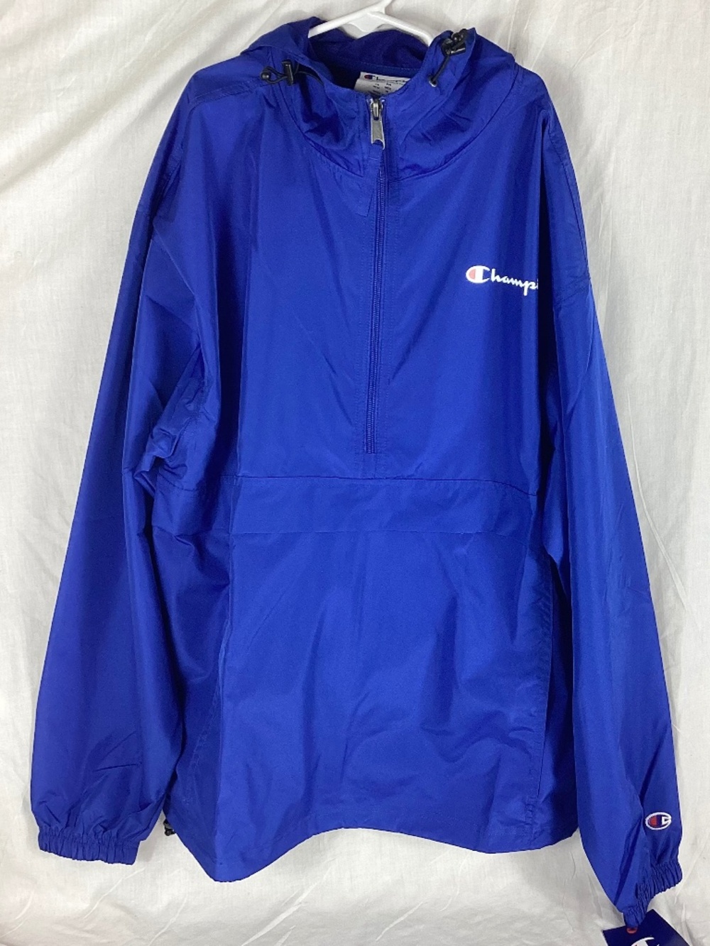 Champion Stadium Packable Windbreaker Jacket Mens Medium M Blue Hooded NEW NWT